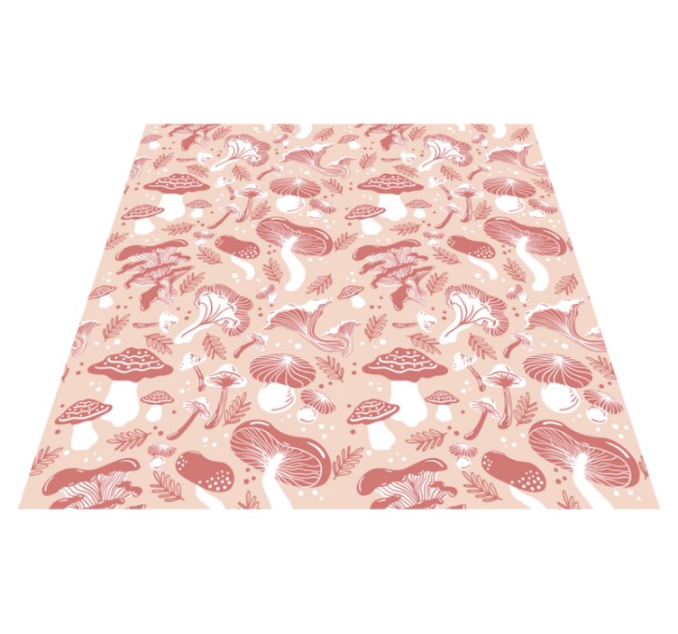 Tappeto vinile fiori funghi di bosco su sfondo beige - TenStickers