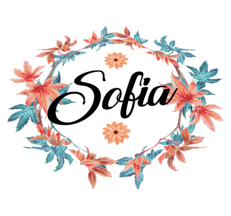 Tappeto vinile fiori corona autunnale con nome - TenStickers