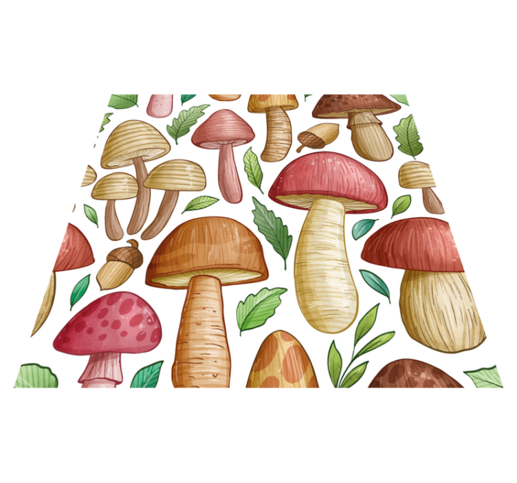 Tappeto vinile fiori motivo funghi colorati - TenStickers