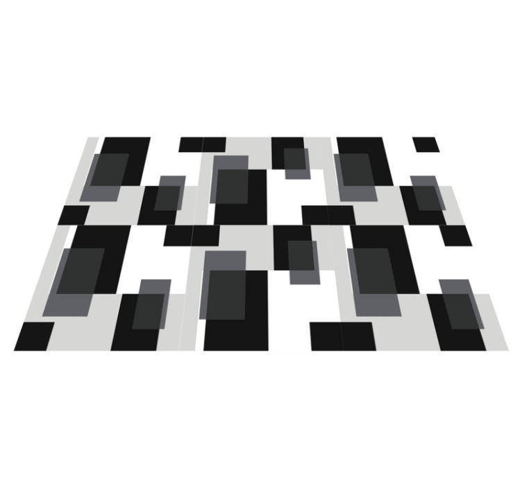Tappeto vinile geometrico blocchi bianchi e neri - TenStickers
