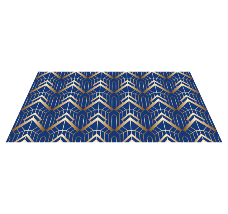 Tappeto vinile geometrico motivo decorativo blu e oro - TenStickers