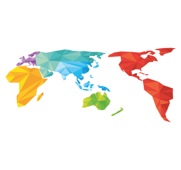Tappeto vinile geometrico mappa del mondo colori - TenStickers