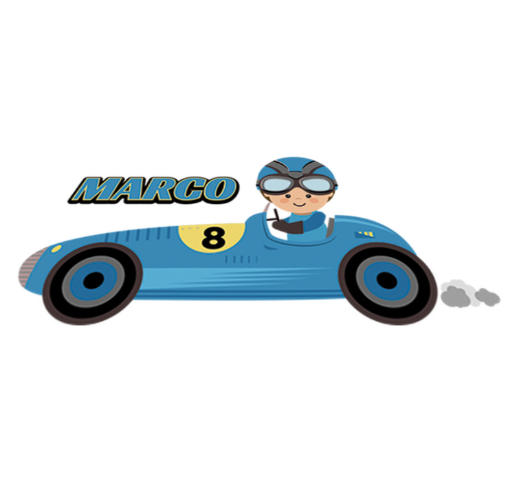 Tappeto vinile per bambini auto f1 con nome - TenStickers