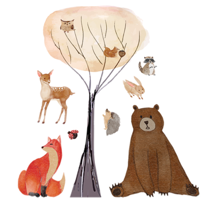 Tappeto vinile per bambini animali della foresta e albero - TenStickers