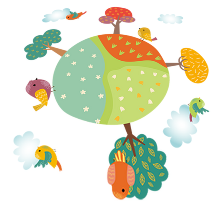 Tappeto vinile per bambini primavera circolare con animali - TenStickers