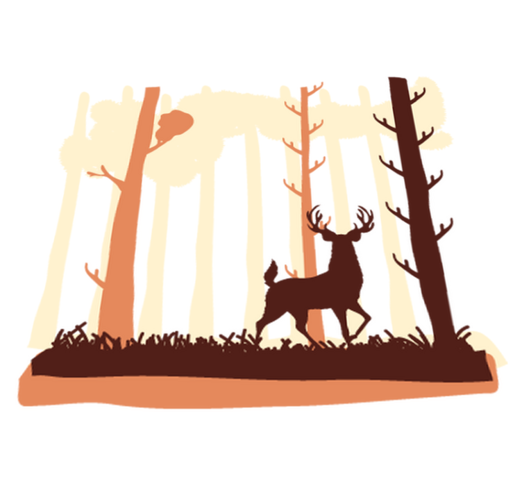 Tappeto vinile camera da letto foresta e cervi - TenStickers