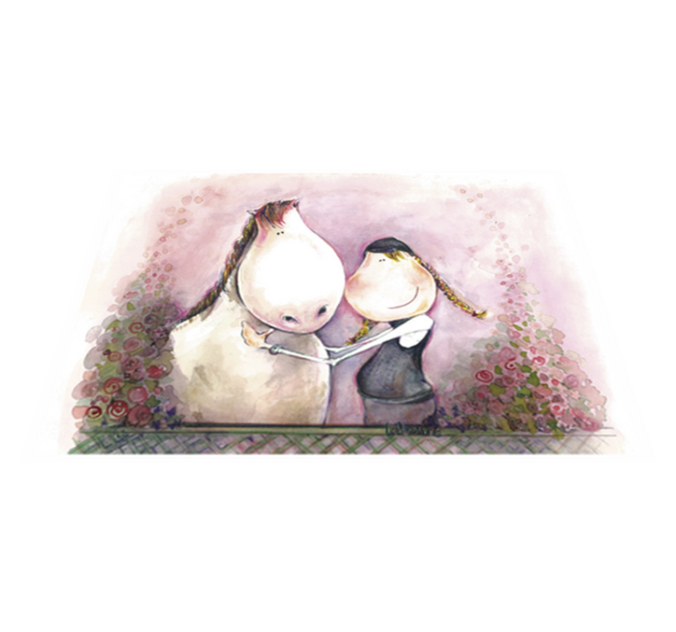 Tappeto vinile per bambini ragazza e cavallo - TenStickers