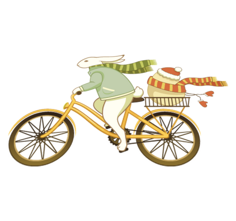 Tappeto vinile per bambini con coniglietto pasquale in bici - TenStickers