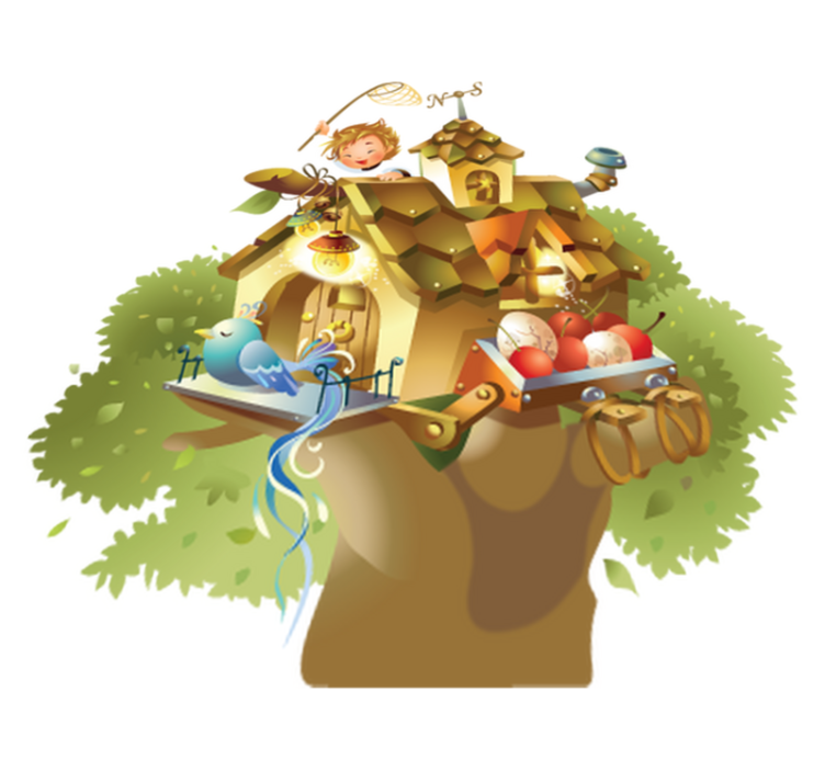 Tappeto vinile giochi illustrazione casa albero - TenStickers