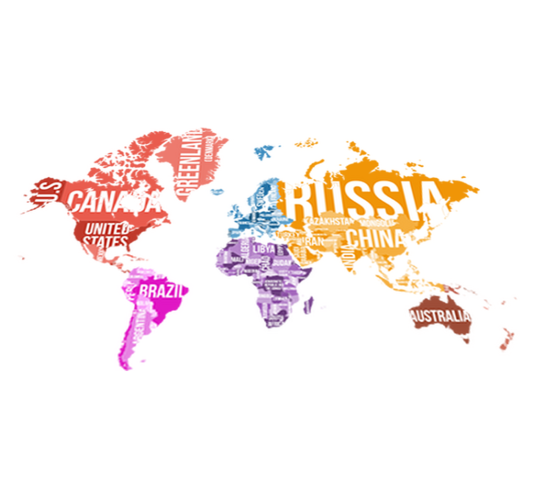 Tappeto vinile mappamondo con nomi e confini - TenStickers