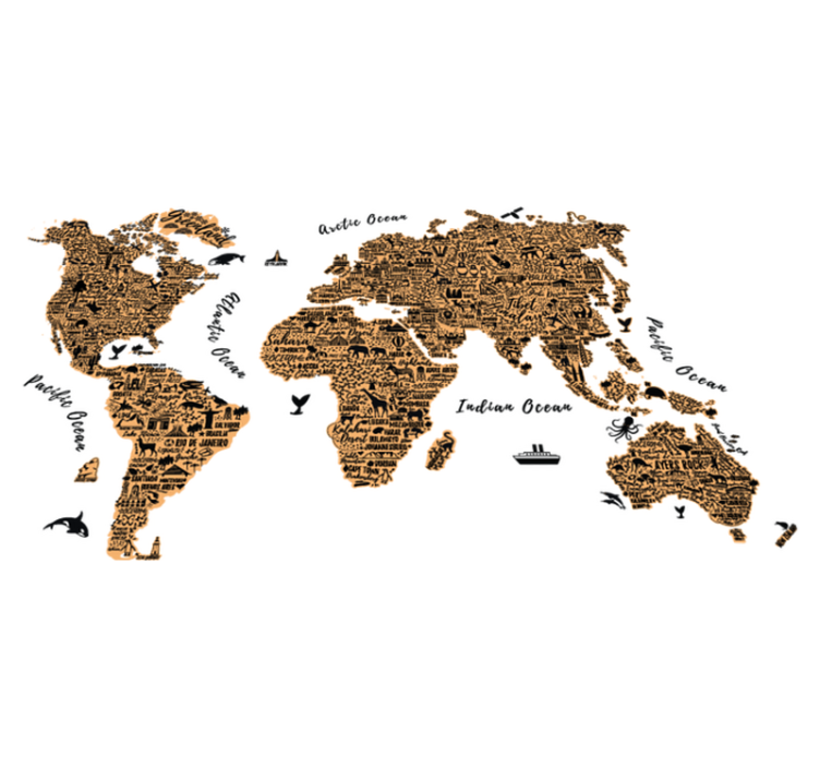 Tappeto vinile mappamondo con profilo testi - TenStickers
