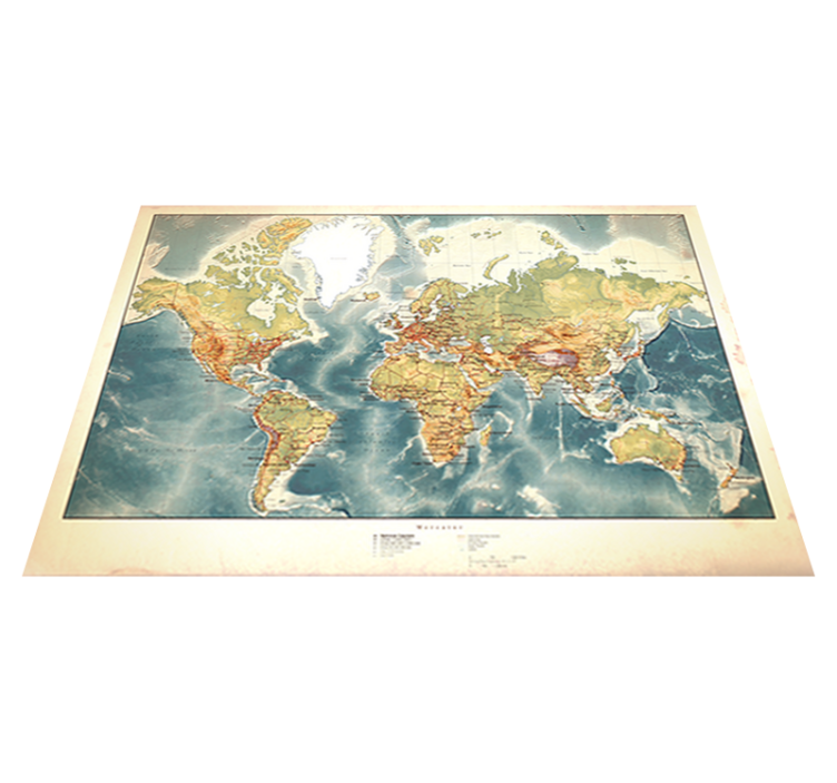 Tappeto vinile mappamondo mappa del mondo invecchiata - TenStickers