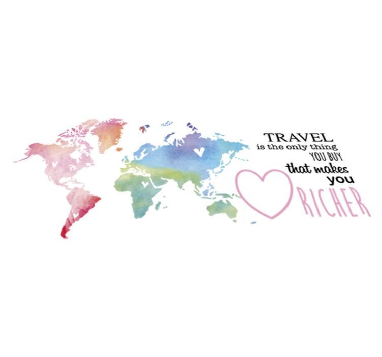 Tappeto vinile mappamondo e testo sui viaggi in - TenStickers