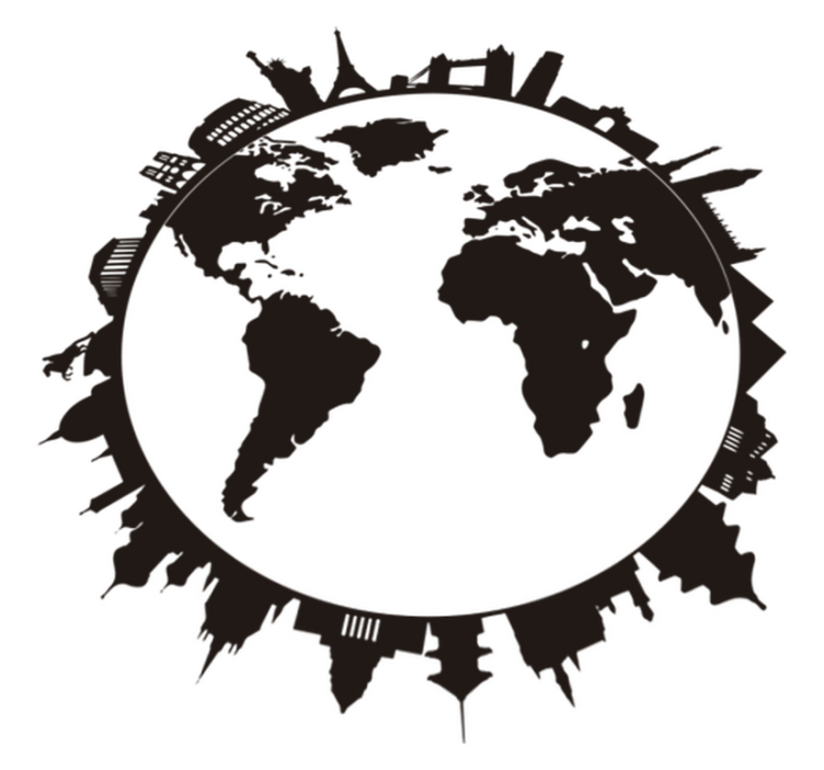 Tappeto vinile mappamondo con monumenti - TenStickers