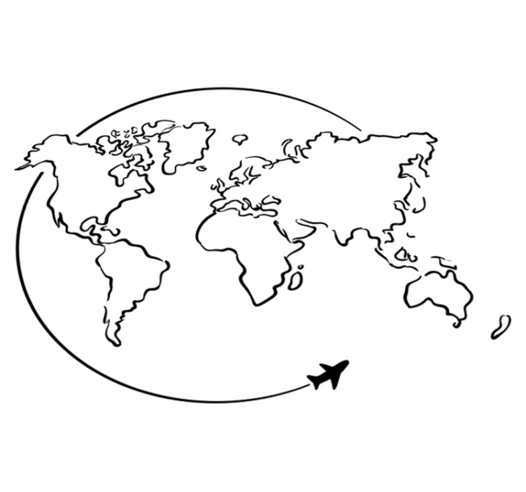 Tappeto vinile mappamondo cerchio aereo - TenStickers