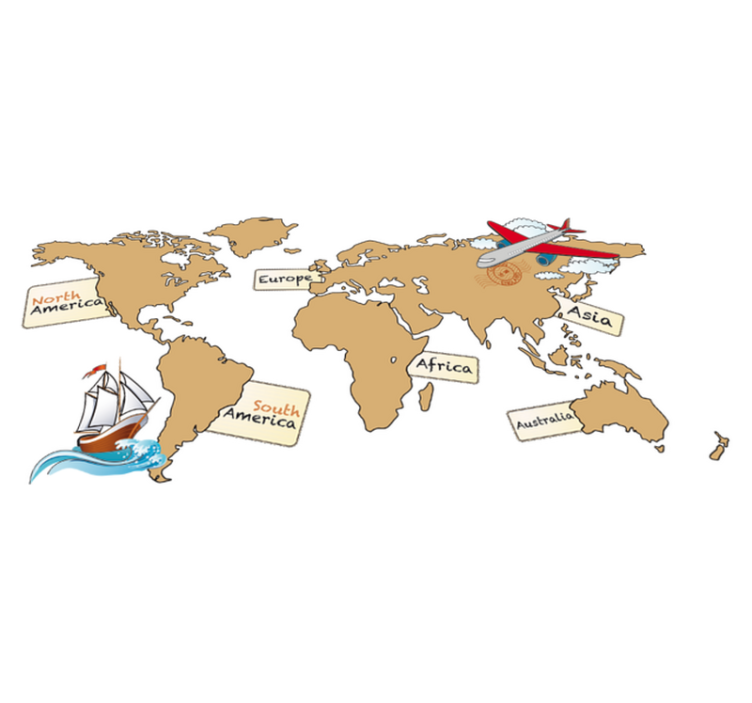 Tappeto vinile mappamondo continenti in inglese - TenStickers