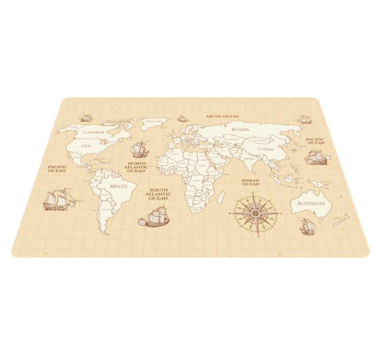 Tappeto vinile mappamondo mappa antica dei paesi - TenStickers