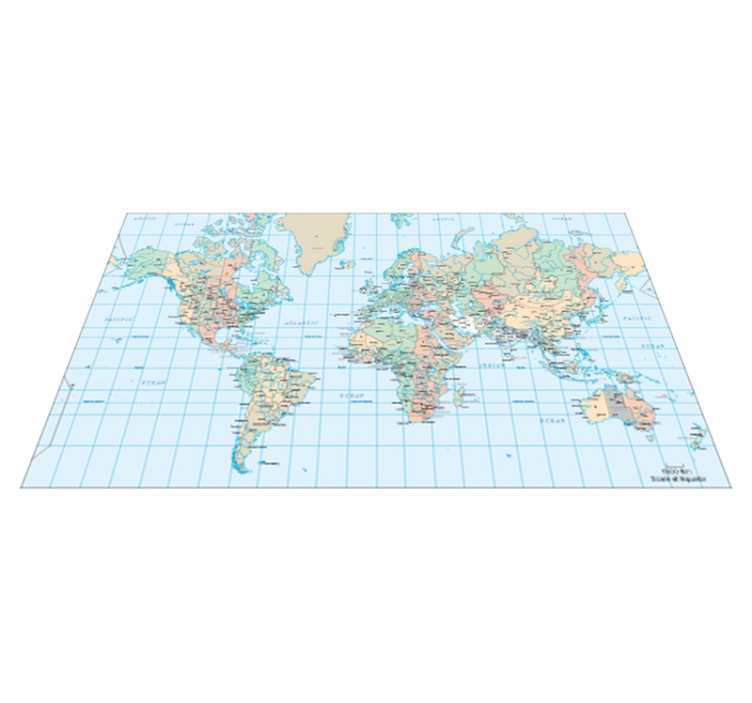 Tappeto vinile mappamondo inglese orari - TenStickers
