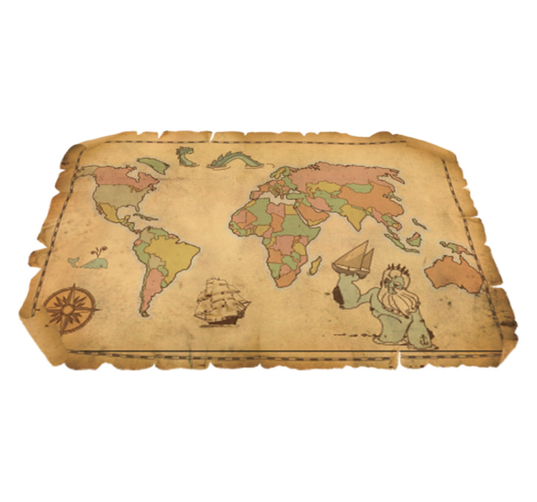 Tappeto vinile mappamondo decorativo antico mondo - TenStickers