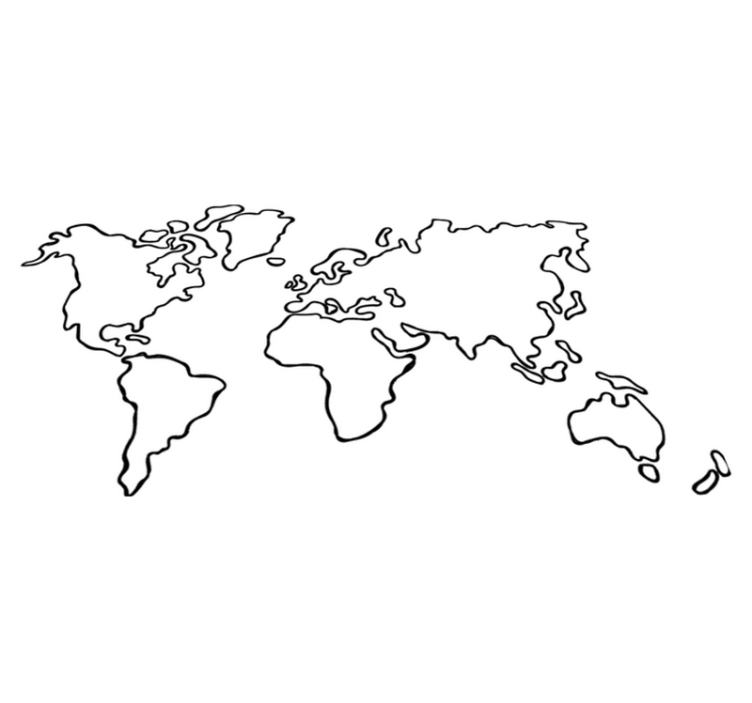 Tappeto vinile mappamondo mappamondo politico monocromo - TenStickers