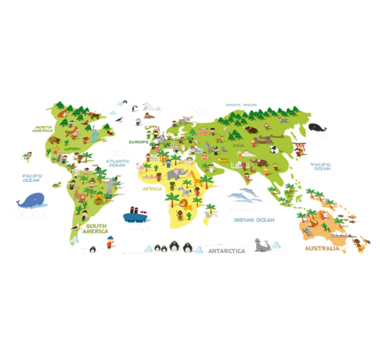 Tappeto vinile mappamondo mappa persone inglese - TenStickers