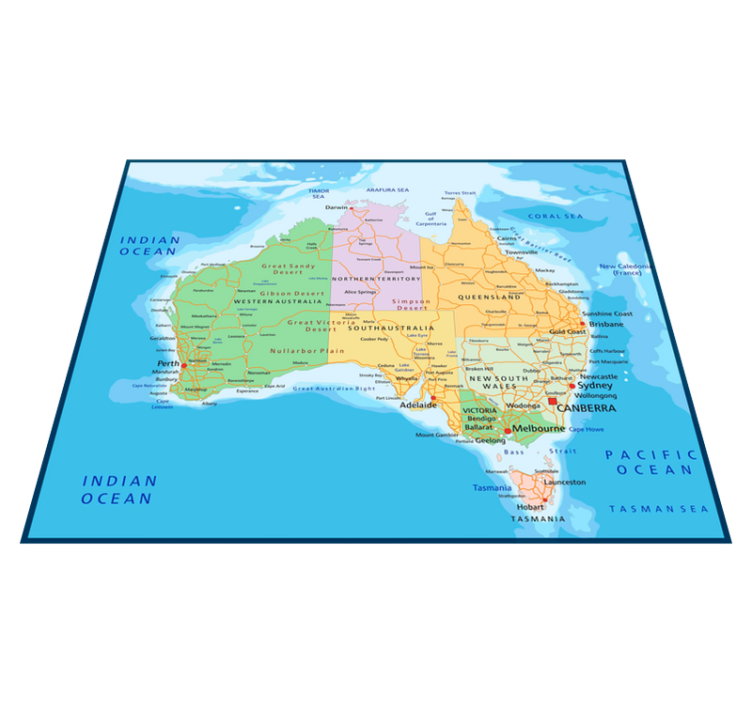 Tappeto vinile mappamondo mappa politica australia - TenStickers