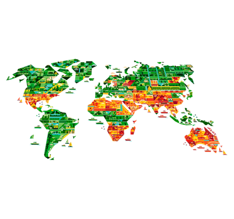 Tappeto vinile mappamondo decorativo geometrico - TenStickers