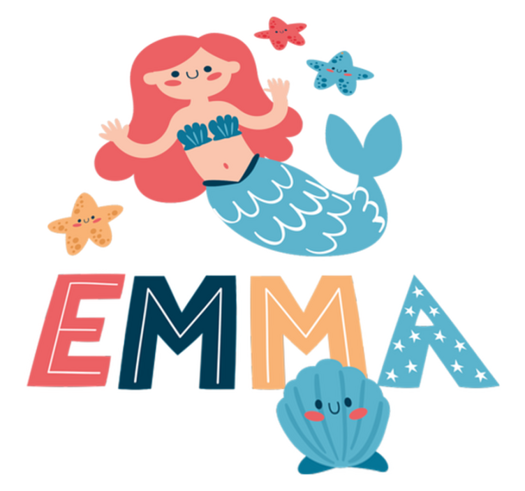 Tappeto vinile per bambini sirena colorata con nome - TenStickers
