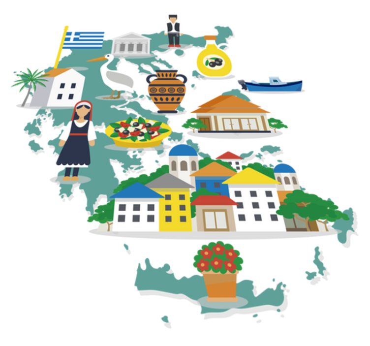 Tappeto vinile mappamondo mappa illustrazione grecia e isole - TenStickers