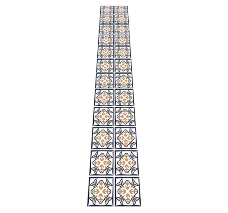 Tappeto pvc cucina piastrella portoghese beige e nera - TenStickers
