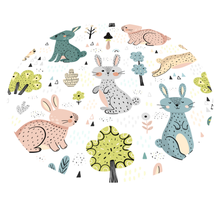 Passatoia in vinile con coniglietto circolare - TenStickers