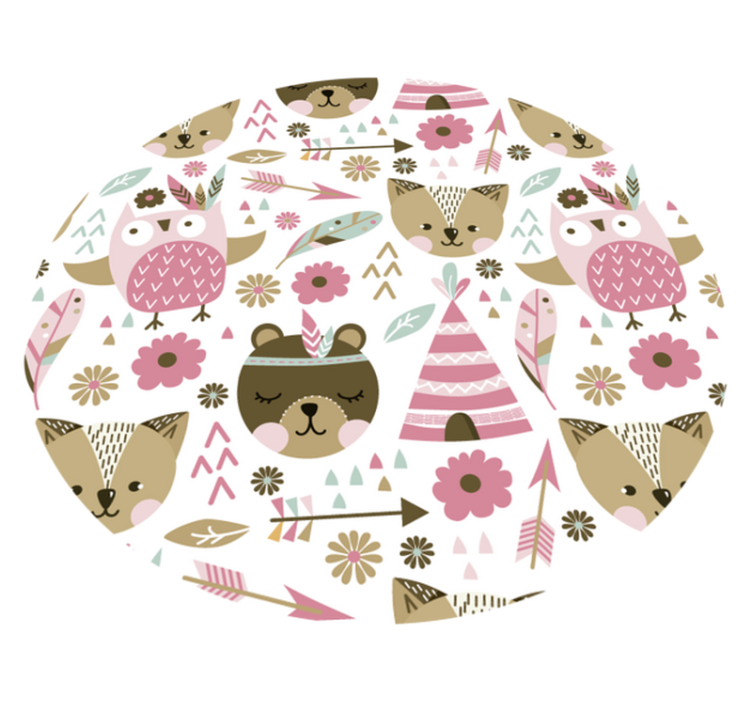 Tappeto in pvc rotondo modelli di animali per bambini - TenStickers