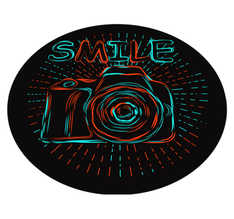 Tappeto vinile per bambini illustrazione fotocamera neon - TenStickers