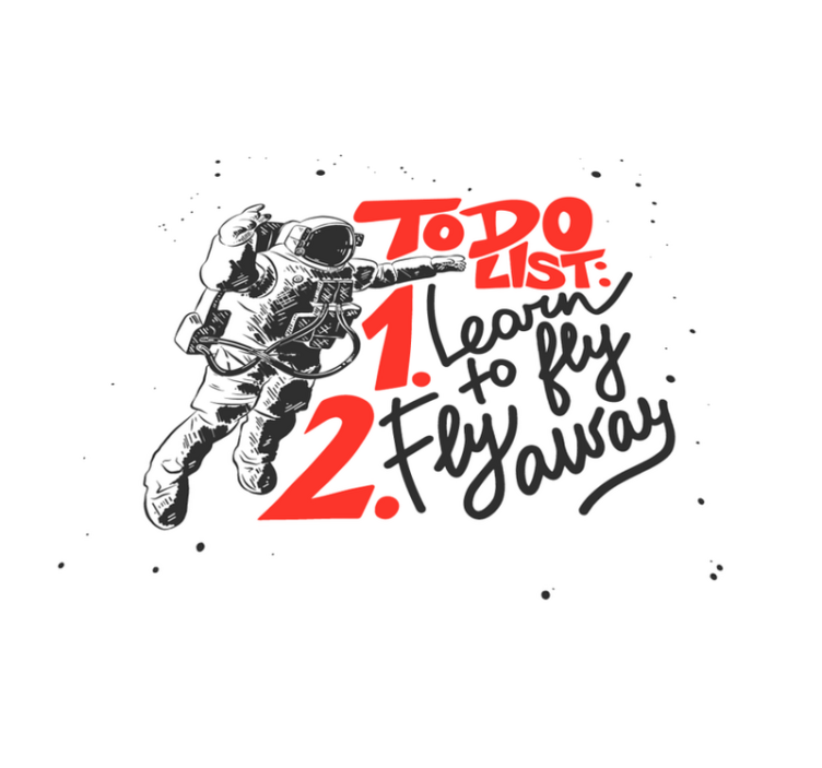 Tappeto vinile frase lista di cose da fare astronauta - TenStickers