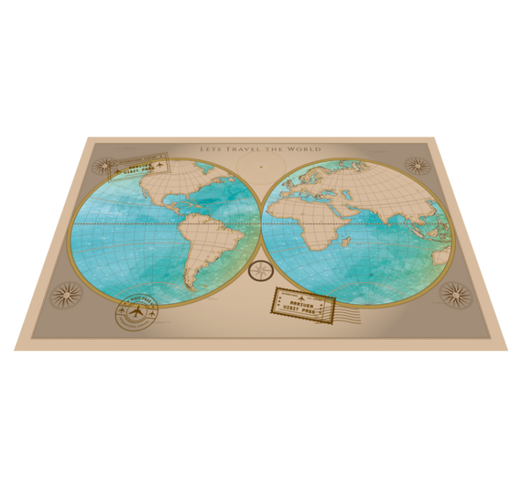 Tappeto vinile mappamondo arredamento della mappa del mondo - TenStickers