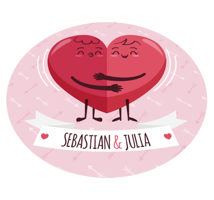 Tappeto vinile con nome illustrazione cuore personalizzata - TenStickers