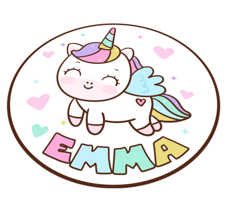 Tappeto vinile con nome unicorno personalizzabile - TenStickers