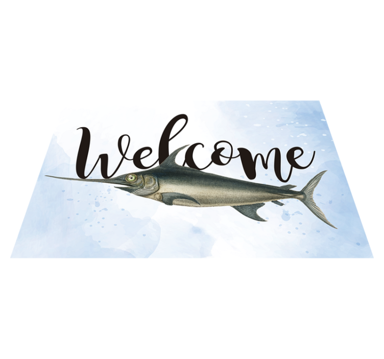 Tappeto vinile frase benvenuto illustrazione del pesce - TenStickers