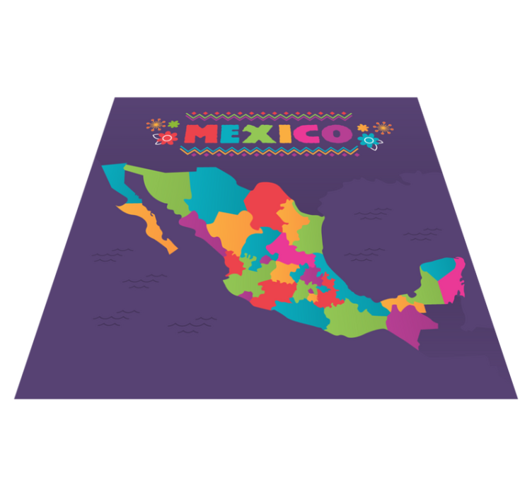 Tappeto vinile mappamondo mappa colorata del messico - TenStickers