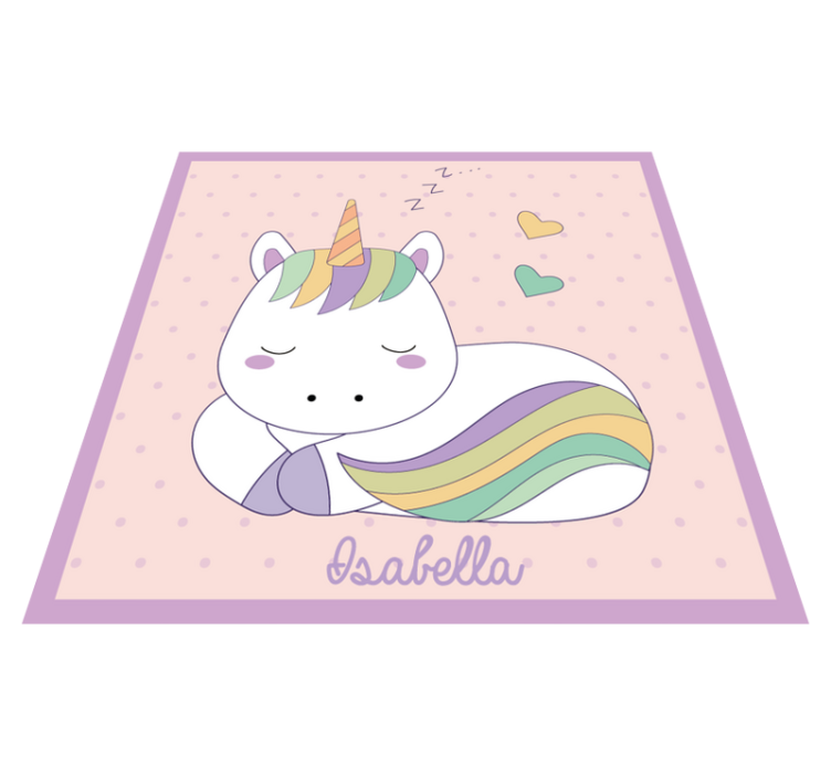 Tappeto vinile con nome unicorno assonnato - TenStickers
