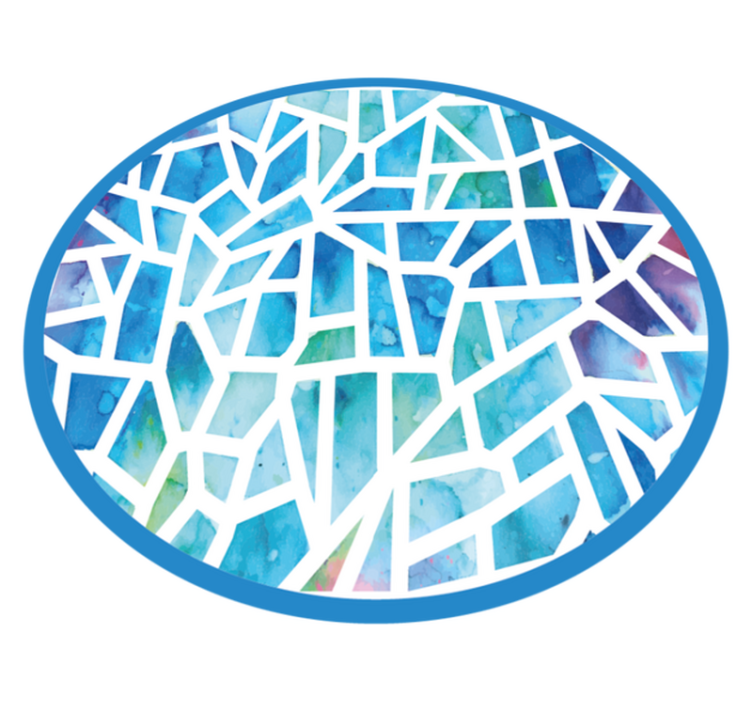 Tappeto vinile blu mosaico acquerello - TenStickers
