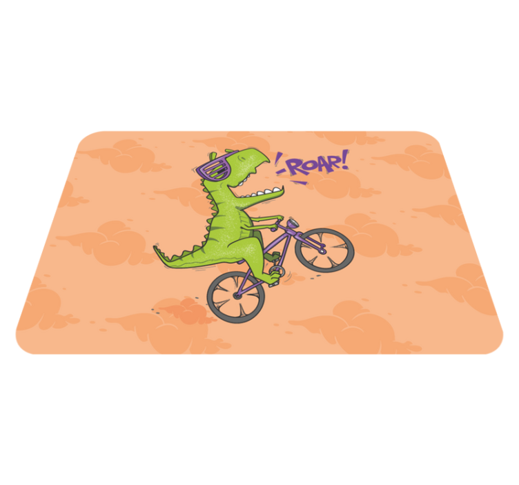 Tappeto vinile per bambini dinosauro in bicicletta - TenStickers