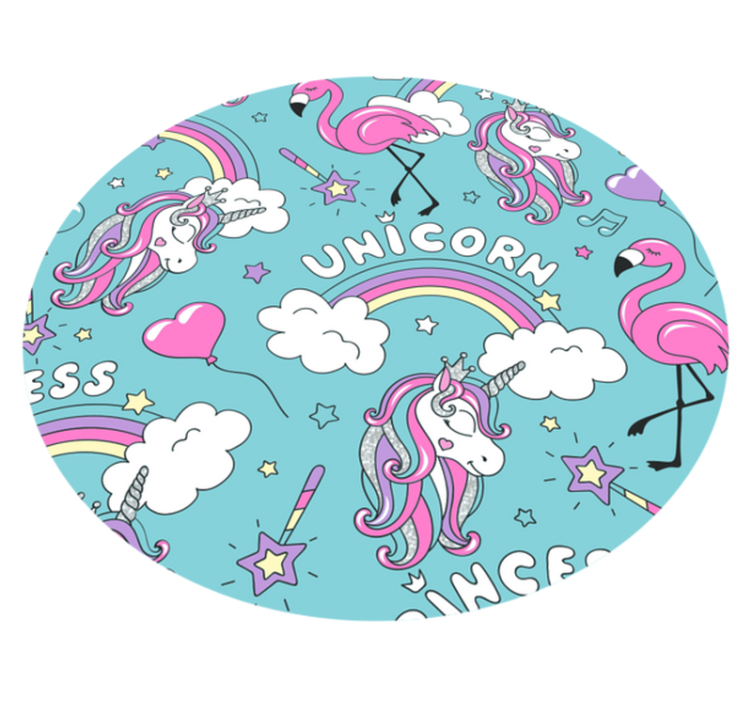 Tappeto vinile per bambini cerchio fantasy di unicorno - TenStickers