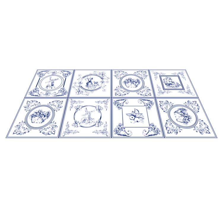 Tappeto vinile piastrelle eleganza della porcellana - TenStickers