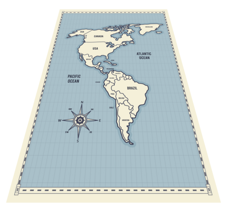 Tappeto vinile mappamondo mappa delle americhe - TenStickers