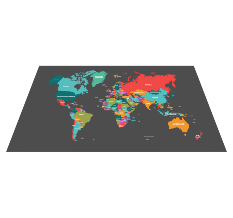 Tappeto vinile mappamondo mappa colorata - TenStickers