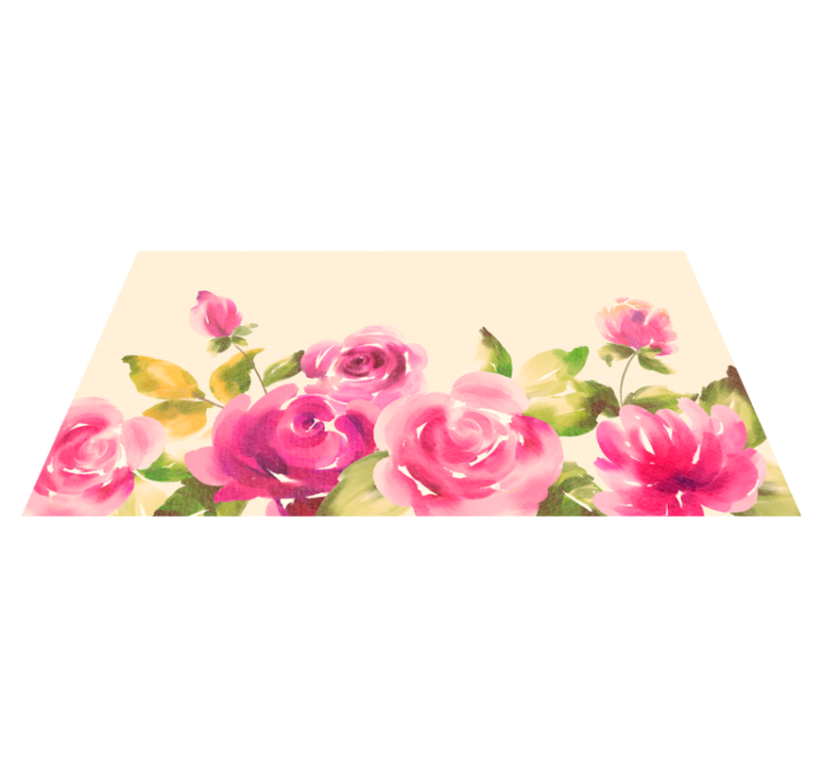 Tappeto vinile fiori disegno floreale rosa - TenStickers