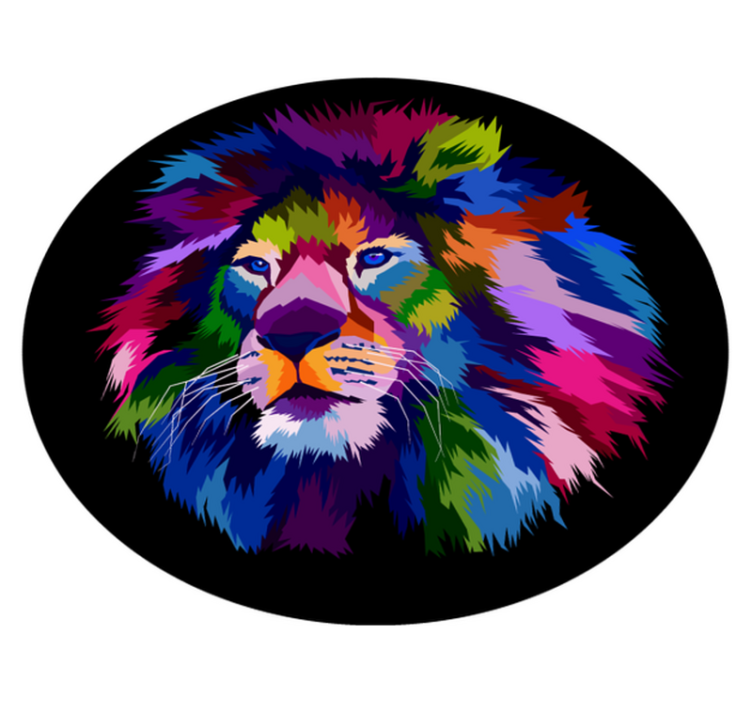 Tappeto vinile animali testa di leone colorata - TenStickers