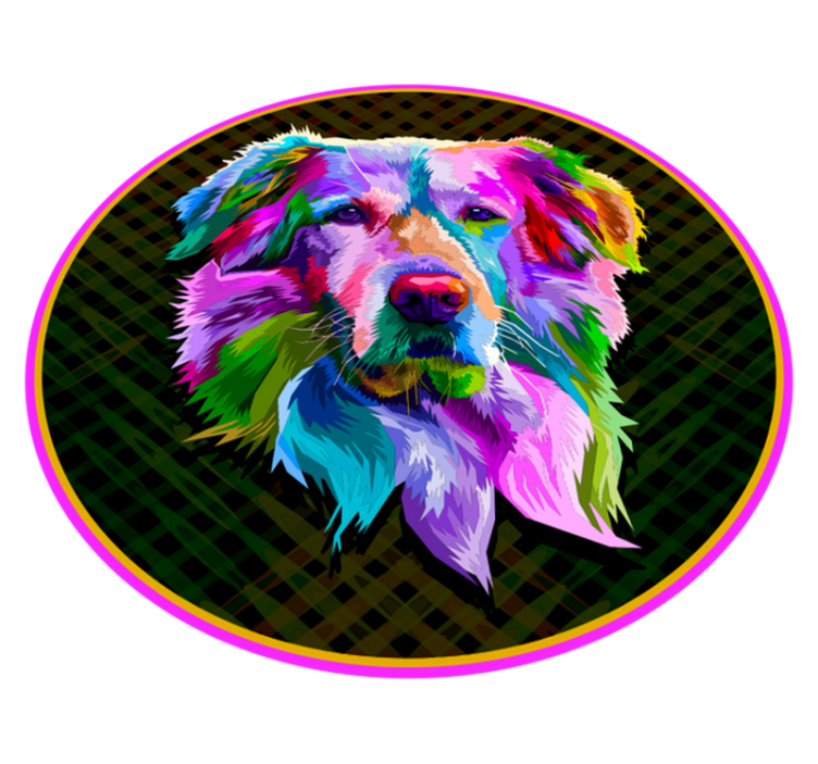 Tappeto vinile animali opera d'arte canina colorata - TenStickers