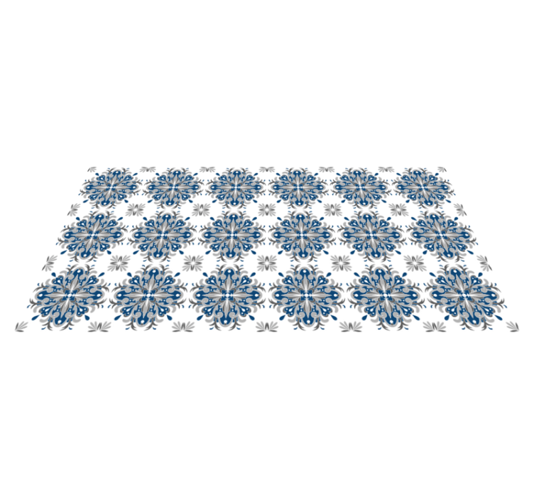 Tappeto vinile mosaico fiori blu eleganti - TenStickers